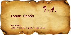 Toman Árpád névjegykártya
